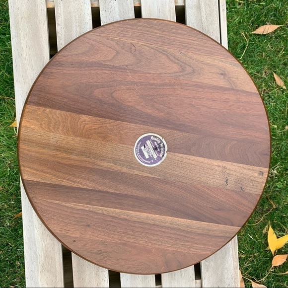 Mid Century Walnut Round Wood Tray - Picture 5 of 7